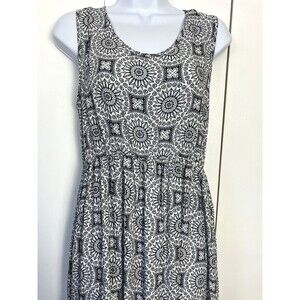 5th & Love Womens Sleeveless Flowing Flowery Dress Blue/White Sz Lrg